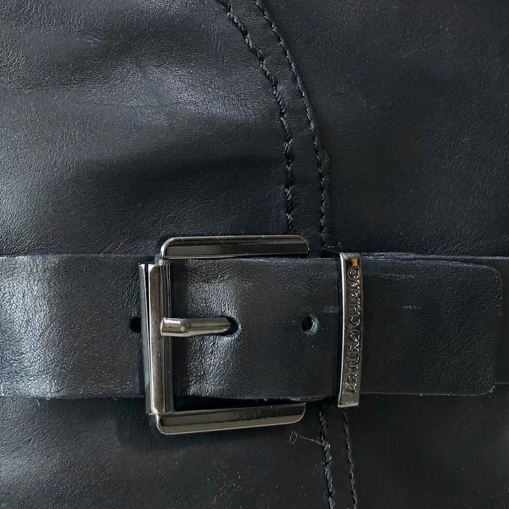 ARTURO CHIANG Tall Leather Darren Buckle Riding Boots Black 6.5 Equestrian